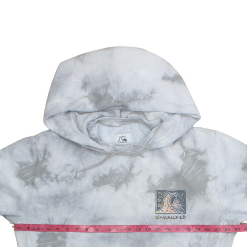 Quiksilver Men's Grey Tie Dye Pullover Hoodie XL Surf Graphic