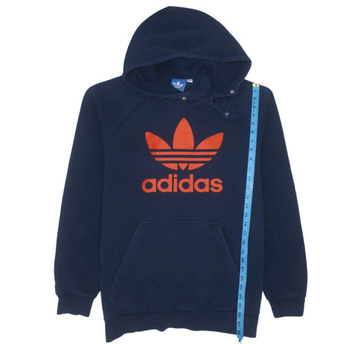 Adidas Men's Blue Pullover Hoodie L Logo Fleece Sweatshirt