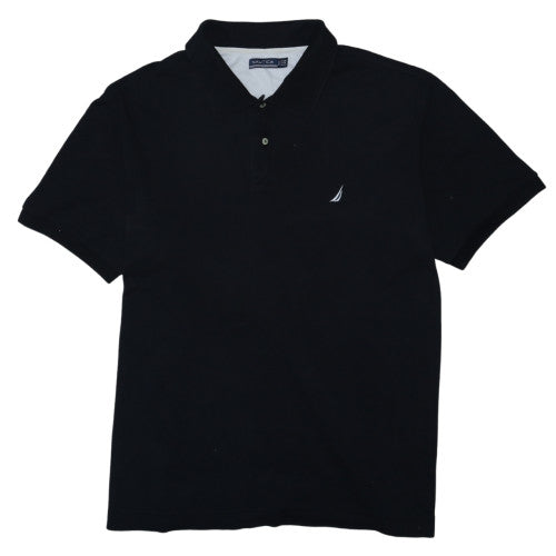 Nautica Men Black 2XLT Classic Cotton Short Sleeve Polo Shirt