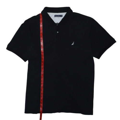 Nautica Men Black 2XLT Classic Cotton Short Sleeve Polo Shirt