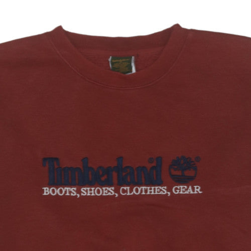 Timberland Men's Red XL Crew Neck Embroidered Pullover Sweatshirt