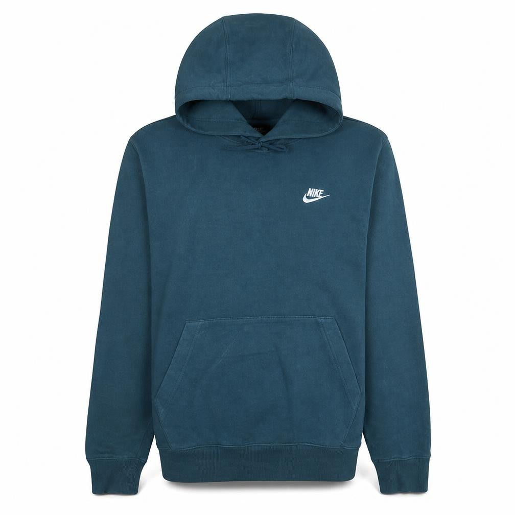 Nike Men Blue Pullover Fleece Hoodie S Regular Fit Logo Drawstring