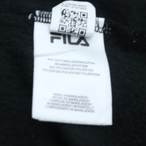 Fila Womens Black Pullover Hoodie L Cotton Blend Sweatshirt
