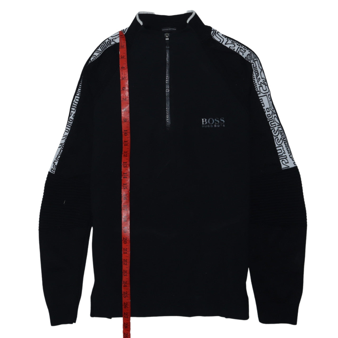 Hugo Boss Men's Black Wool 1/2 Zip Logo Sweatshirt Size L