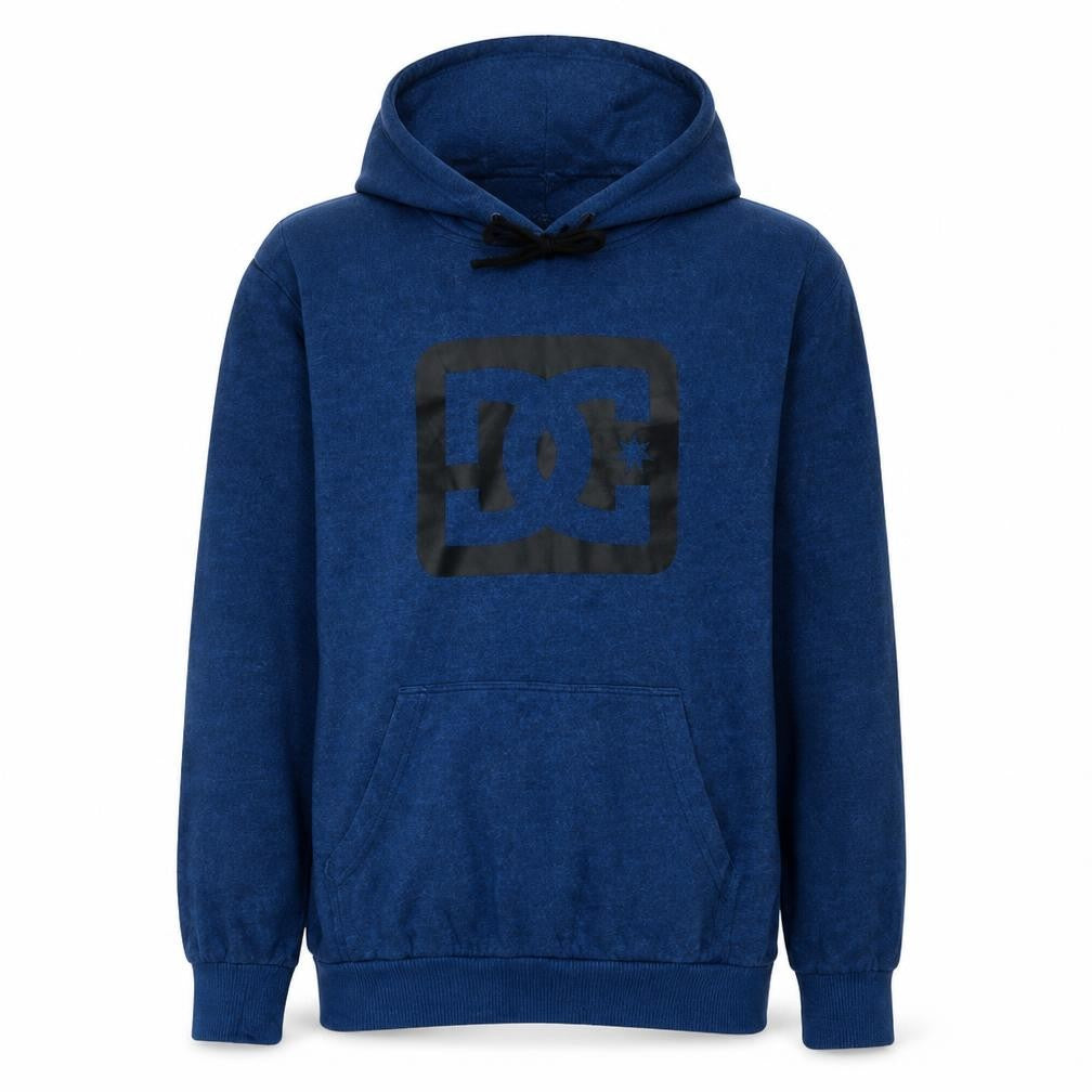 DC Mens Blue Pullover Hoodie M Graphic Logo Regular Fit Fleece
