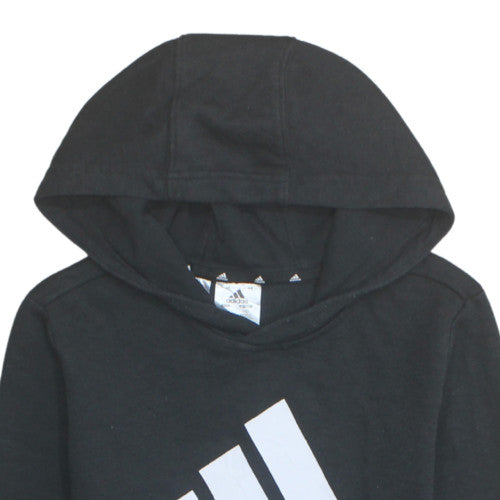 Adidas Boys Black Pullover Hoodie 9-10 Years Cotton Blend Sweatshirt