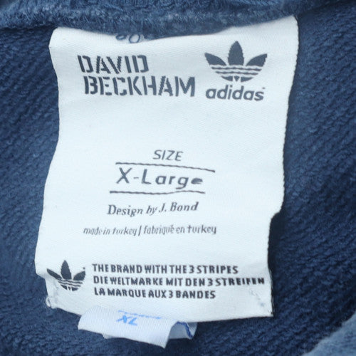 adidas Mens Blue Pullover Hoodie XL Fleece Cotton David Beckham Edition
