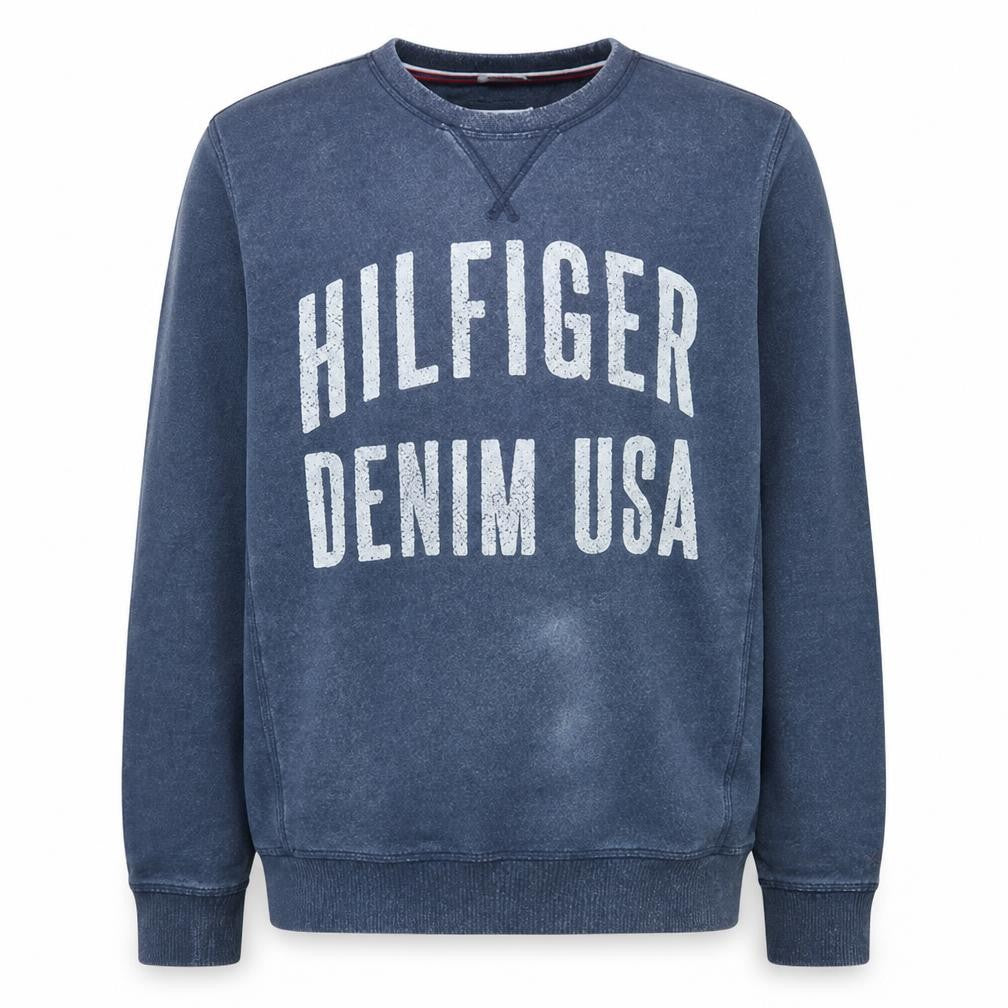 Hilfiger Denim Men's Blue L Pullover Sweatshirt USA Logo Crew Neck