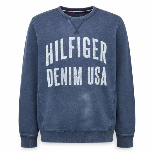 Hilfiger Denim Men's Blue L Pullover Sweatshirt USA Logo Crew Neck
