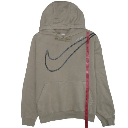 Nike Women Beige Large Pullover Hoodie with Logo Design