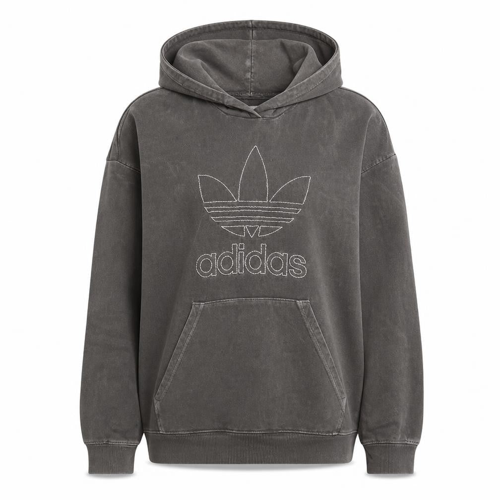 Adidas Women Grey Trefoil Logo Pullover Hoodie Size M