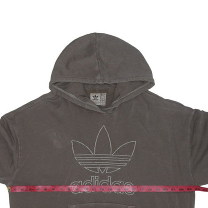 Back view of Adidas Women Grey Trefoil Logo Pullover Hoodie, size M