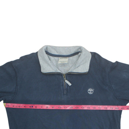 Timberland Men's Blue 1/4 Zip Collared Regular Fit Sweatshirt M
