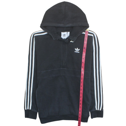 Adidas Mens Black Small 1/2 Zip Hoodie with Logo Detail