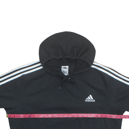 Adidas Men's Black XL Pullover Hoodie with Logo and Stripes