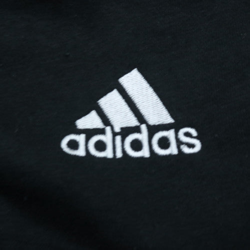 Adidas Men's Black XL Pullover Hoodie with Logo and Stripes