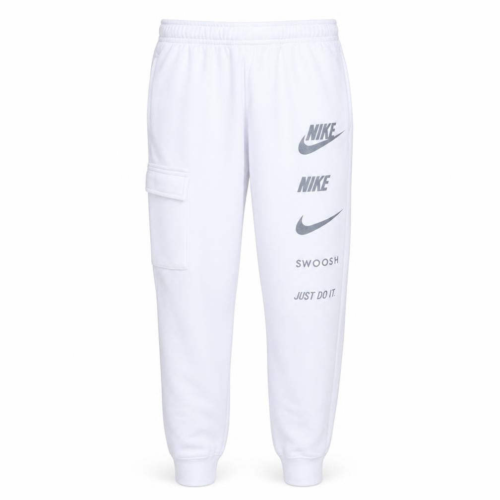 Nike Men's White Jogger Cargo Sweatpants S Logo Fleece