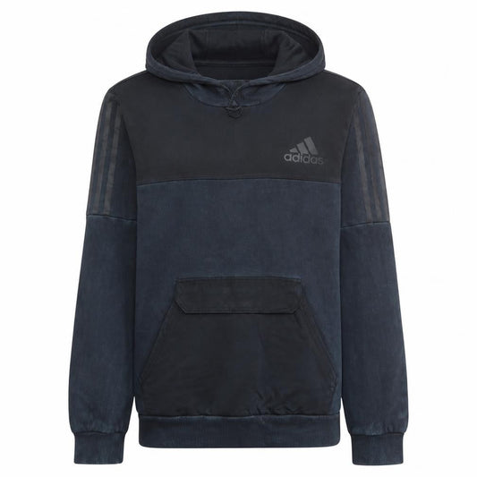 Adidas Men Black Pullover Hoodie Medium Sports Fleece