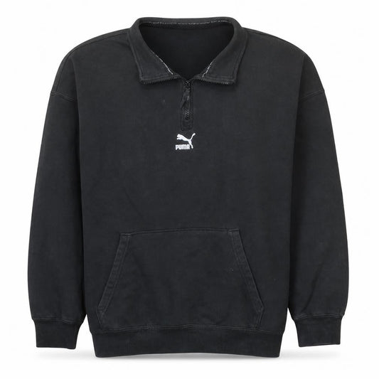 Puma Men Black 2XL 1/4 Zip Fleece Sweatshirt Sports Top