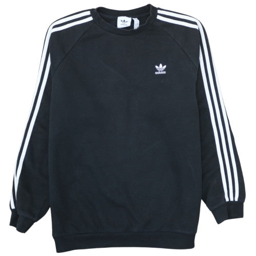 Adidas Mens Black L Pullover Sweatshirt Logo Crew Neck Fleece
