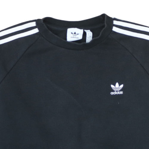 Adidas Mens Black L Pullover Sweatshirt Logo Crew Neck Fleece