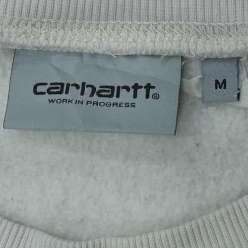 Carhartt Men's White Crew Neck Logo Sweatshirt Size M