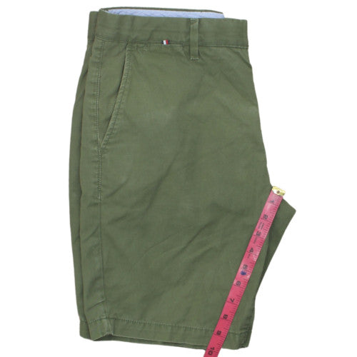Tommy Hilfiger Boys Green Chino Shorts Size 31 Regular Fit Summer Casual