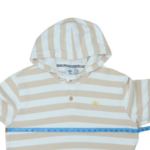 Adidas Men's Beige Striped Henley Hoodie 4XL Cotton Casual