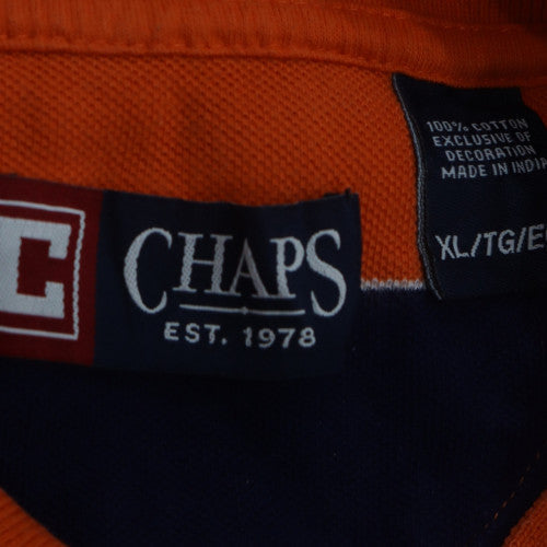 Chaps Men's Orange & Navy Striped Polo Shirt XL Cotton Classic Fit