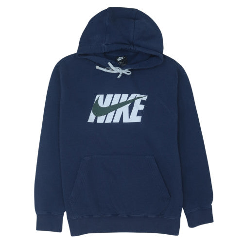 Nike Men Blue Pullover Logo Hoodie L Fleece Sportswear