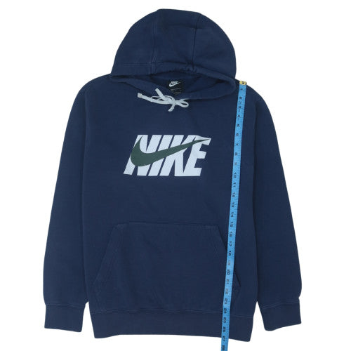 Nike Men Blue Pullover Logo Hoodie L Fleece Sportswear