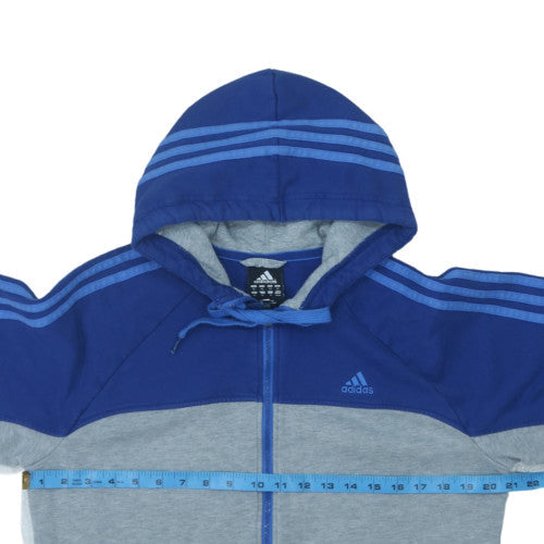 Adidas Men's Blue Full Zip Hoodie Size M Sports Fleece Sweatshirt