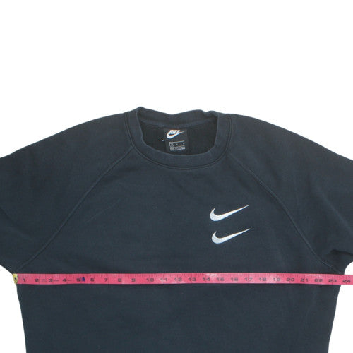 Nike Men's Black Large Crew Neck Cotton Sweatshirt with Logo