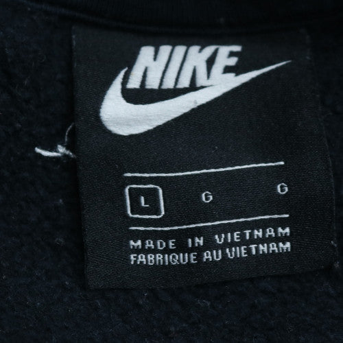 Nike Men's Black Large Crew Neck Cotton Sweatshirt with Logo