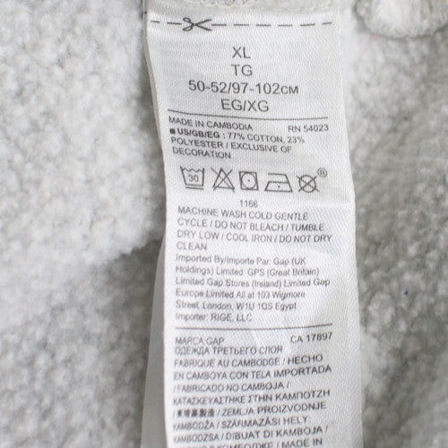 GAP Men's Grey Full Zip Hoodie XL Fleece Logo Classic Style