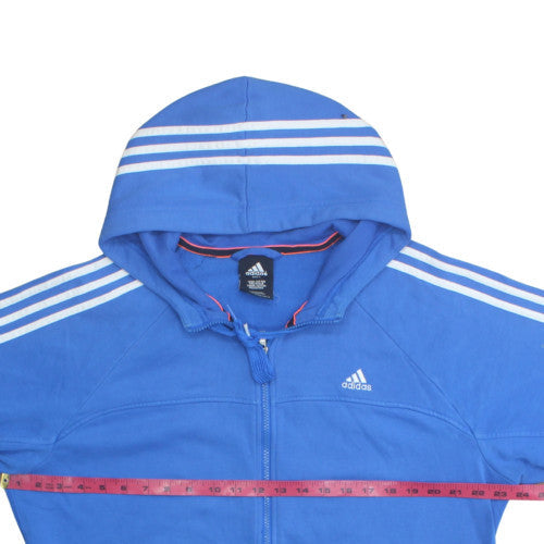 Adidas Mens Blue Full Zip Hoodie Size L Cotton Polyester Essentials