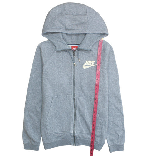 Nike Women Grey Full Zip Hoodie Medium Fleece Logo Sweatshirt