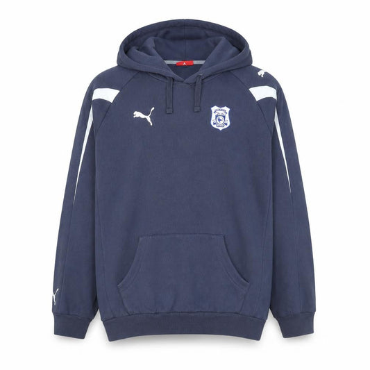 Puma Men's Blue Pullover Hoodie Size L Embroidered Sports Sweatshirt