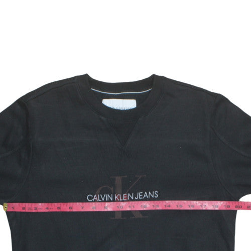 Calvin Klein Jeans Womens Black S Sweatshirt Crew Neck Logo Cotton