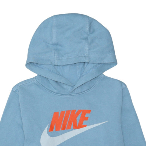 Nike Boys Blue Pullover Hoodie L Cotton Blend Graphic Logo Sweatshirt