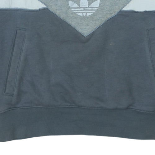 Adidas Mens Grey Pullover Hoodie L Fleece Sportswear Sweatshirt