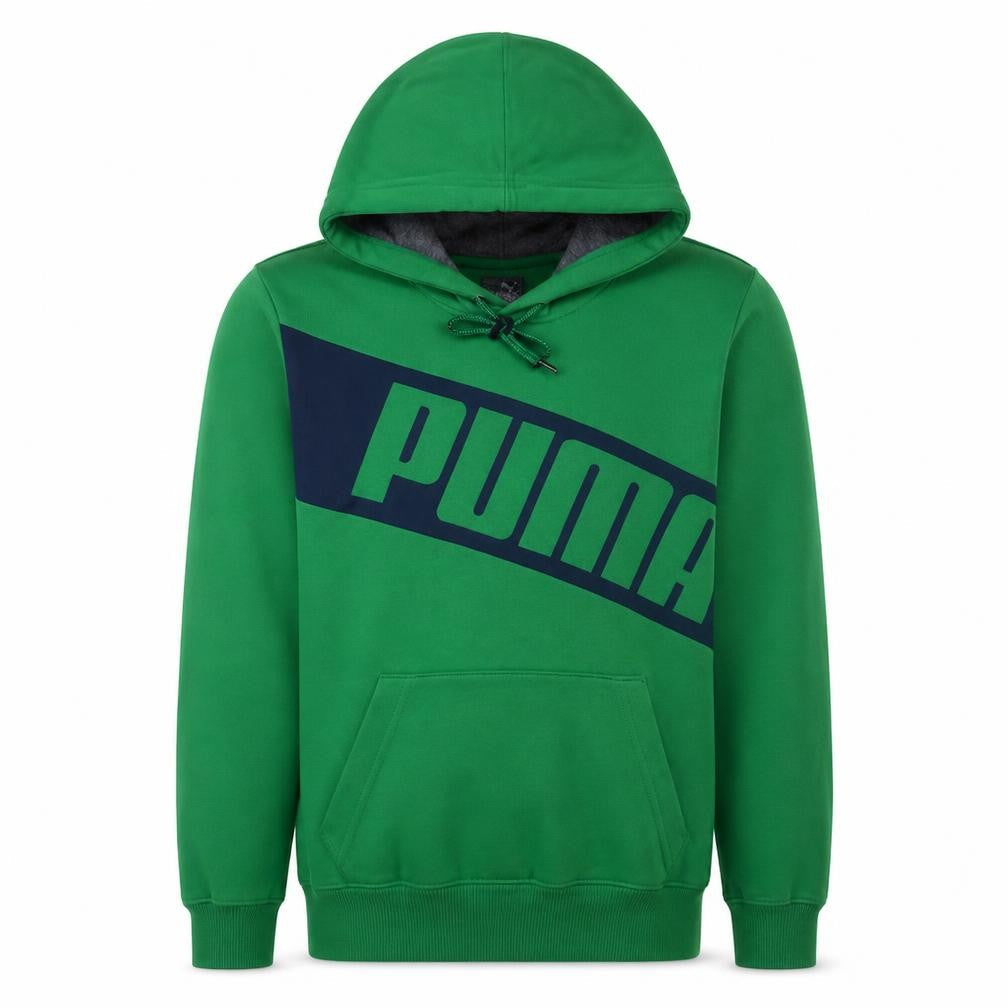 Puma Men’s Green Pullover Hoodie S Graphic Logo Fleece