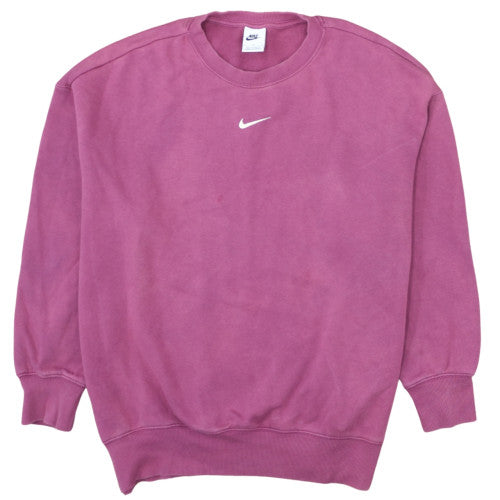 Nike Womens Pink Crew Neck Cotton Blend Pullover Sweatshirt L