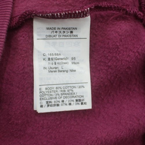 Nike Womens Pink Crew Neck Cotton Blend Pullover Sweatshirt L