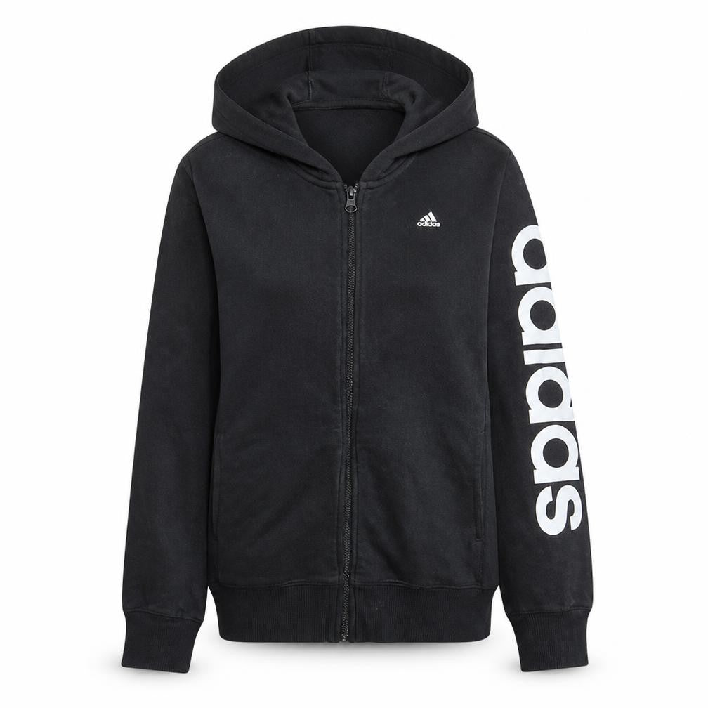 Adidas Women's Black Full Zip Hoodie Size L 16-18 Cotton Blend