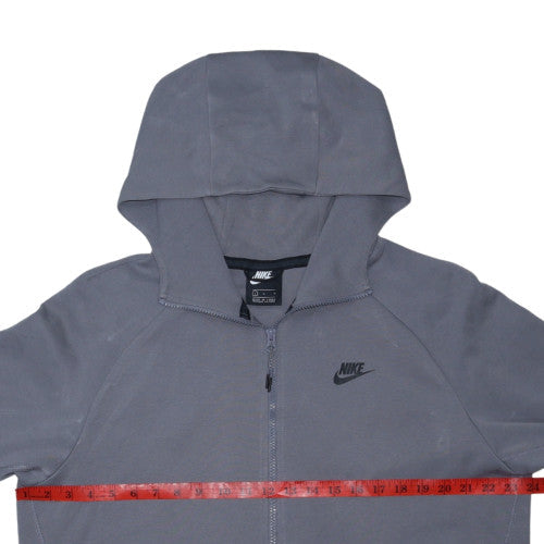 Nike Women's Grey Full Zip Hoodie Sweatshirt L Size in Cotton Blend
