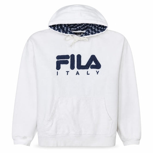 Fila Women's White Pullover Hoodie L Logo Graphic Print Cotton