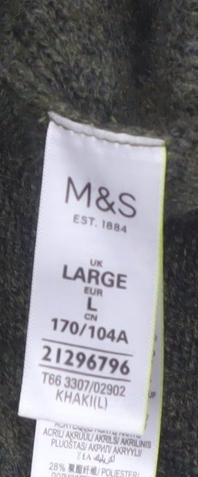 Marks and Spencer Womens Green Size L Chunky-Knit Cardigan