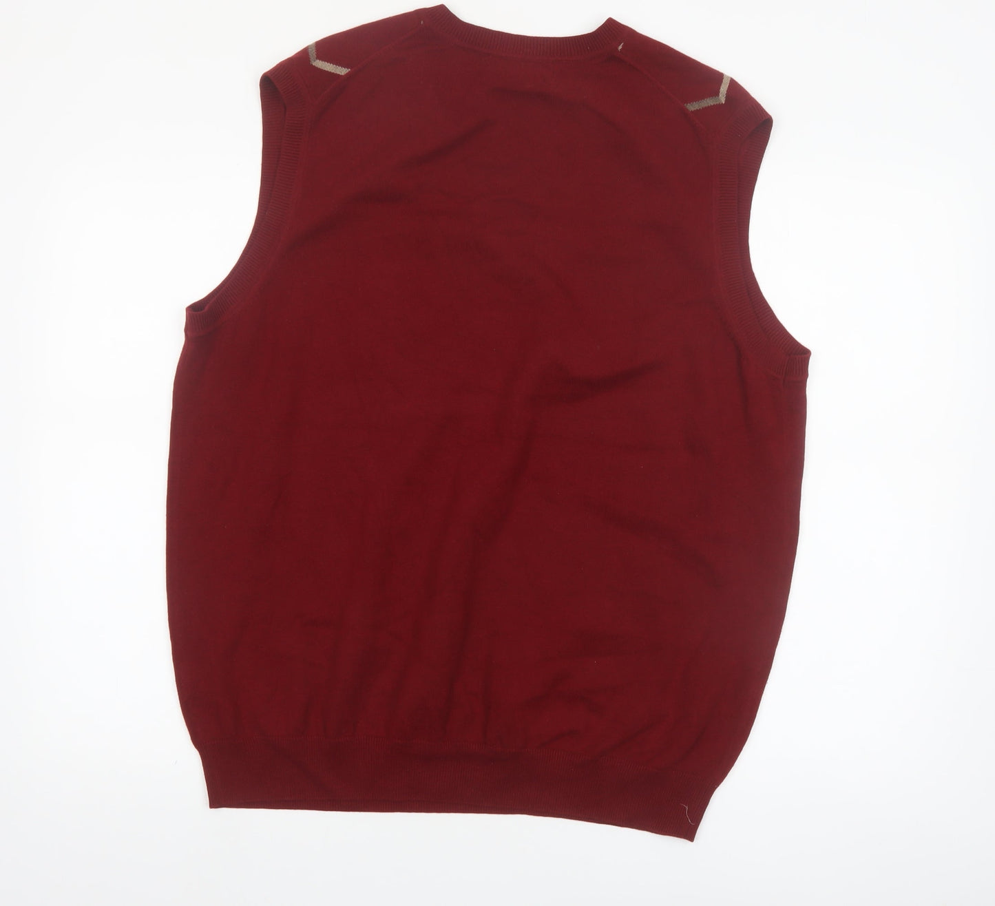 Roundtree & Yorke Men's Red Argyle Cotton Knit Vest Size L
