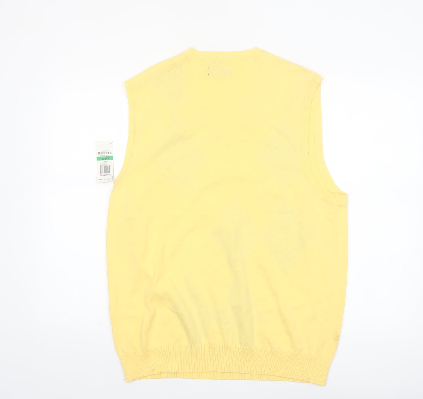Club Room Men's Yellow Argyle Cotton V-Neck Knit Vest Size L